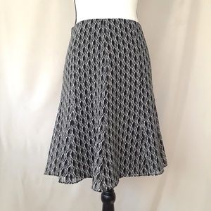 Express 100% Silk Black Oval Print A-Line Skirt